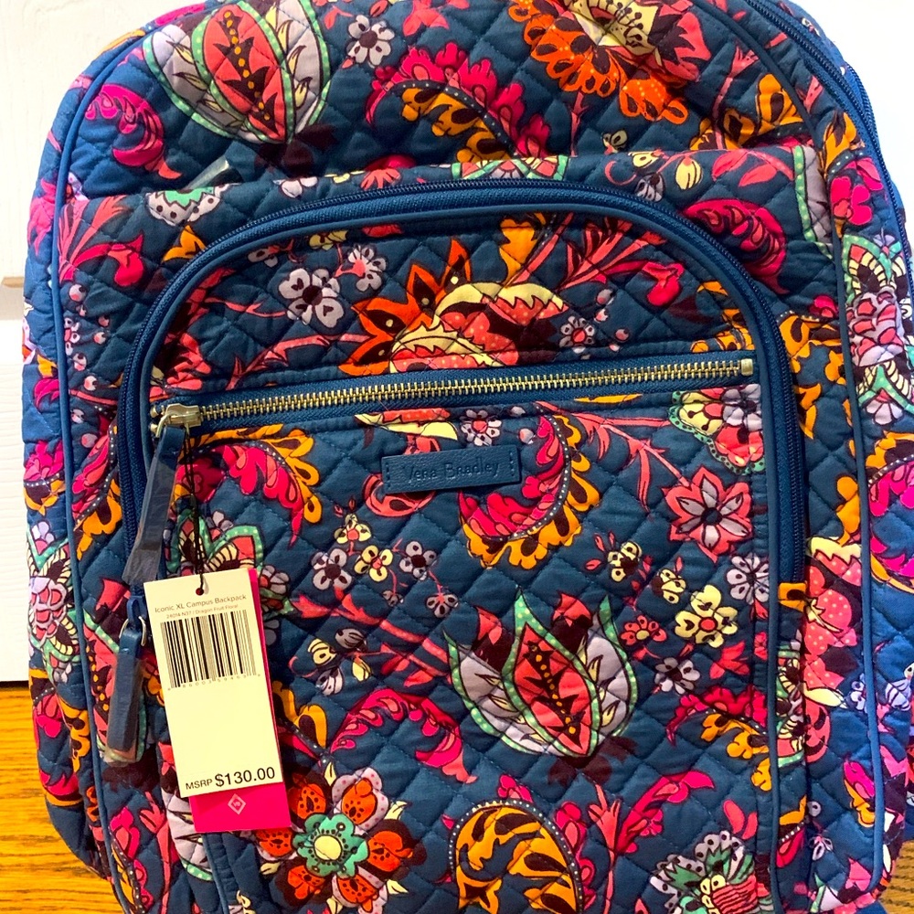 BRAND NEW WITH TAGS Multicolor Floral Vera Bradley XL Campus Backpack